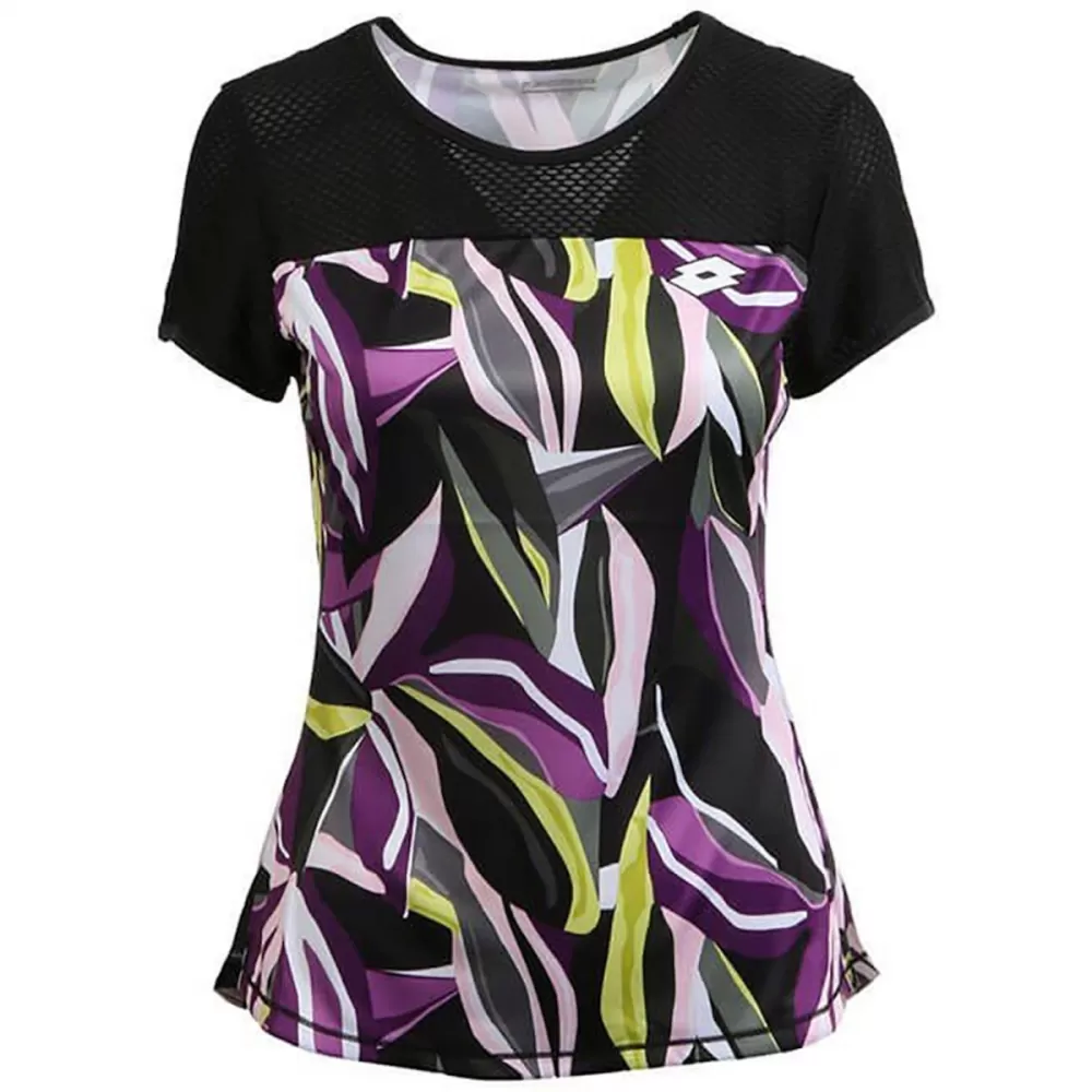 Lotto Women’s Popflower Printed Tennis Tee (Black/Multi-Color) 1 Lotto Women’s Popflower Printed Tennis Tee (Black/Multi-Color)