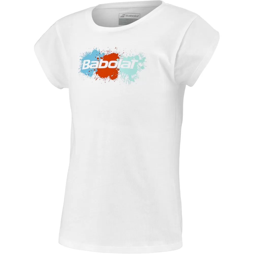 Babolat Girl’s Exercise Cotton Tennis Tee (White) - Image 2