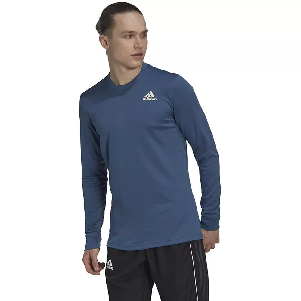 Adidas Men’s FreeLift Long Sleeve Tennis Tee (Wonder Steel) - Image 2