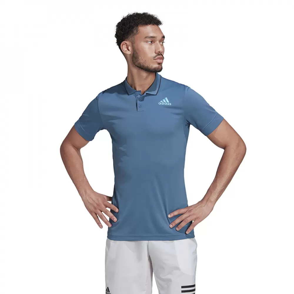 Adidas Men’s Freelift Primeblue Tennis Polo (Blue) 2 Adidas Men’s Freelift Primeblue Tennis Polo (Blue) - Image 2