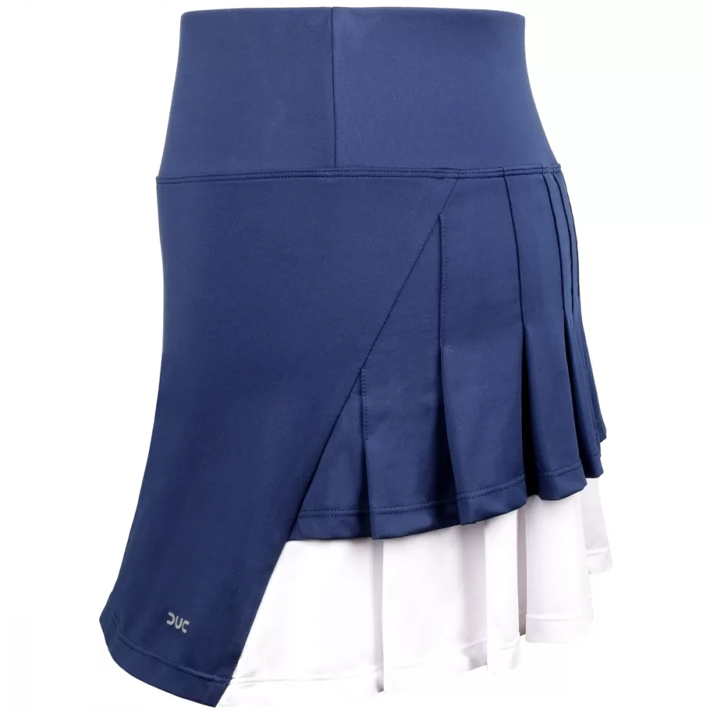 DUC Flirt-2 Women’s Double-Pleat Tennis Skort (Navy/White) - Image 2
