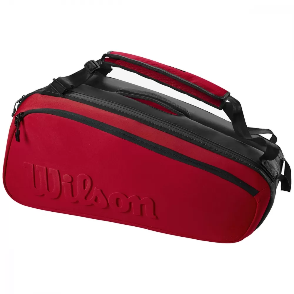 Wilson Clash V2 Super Tour 9pk Tennis Racquet Bag (Black/Red)