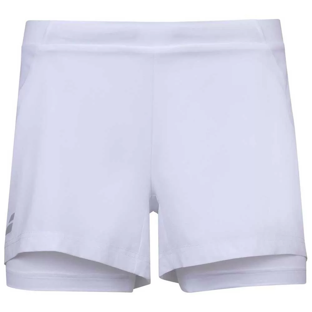 Babolat Girl’s Exercise Tennis Shorts (White/White) 1 Babolat Girl’s Exercise Tennis Shorts (White/White)