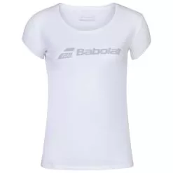 Babolat Girls’ Exercise Tennis Training Tee (White/White)