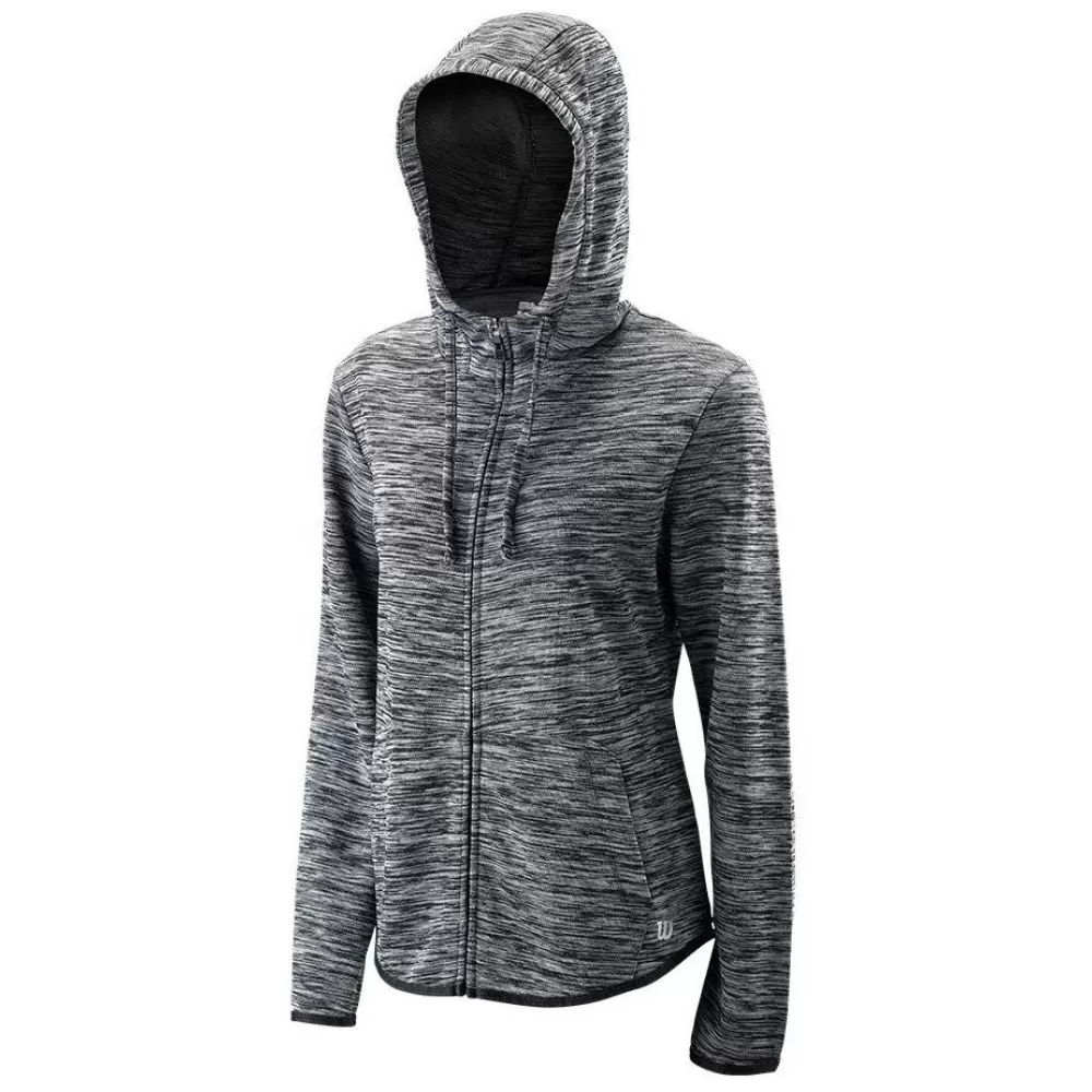 Wilson Women’s Hooded Tennis Training Jacket (Black Heather)
