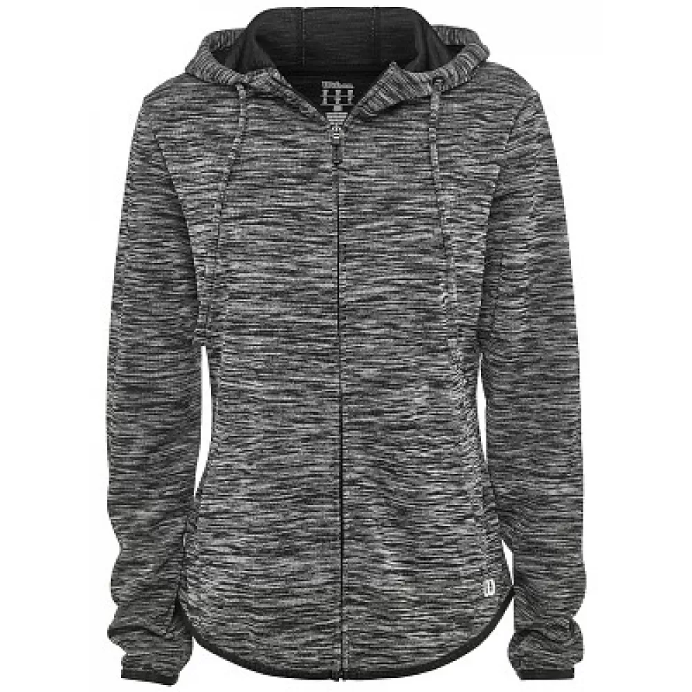 Wilson Women’s Hooded Tennis Training Jacket (Black Heather) - Image 3